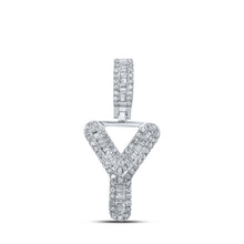  10k White Gold Mens Baguette Diamond Y Initial Letter Pendant 1/3 Cttw