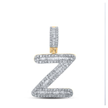 10k Yellow Gold Mens Baguette Diamond Z Initial Letter Pendant 1/2 Cttw