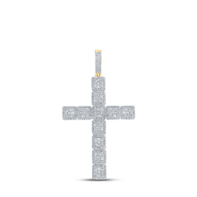  10k Yellow Gold Mens Round Diamond Cross Charm Pendant 4-5/8 Cttw
