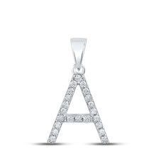  14k White Gold Womens Round Diamond A Initial Letter Pendant 1/5 Cttw