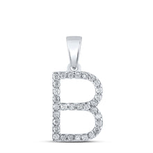  14k White Gold Womens Round Diamond B Initial Letter Pendant 1/4 Cttw