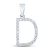 14k White Gold Womens Round Diamond D Initial Letter Pendant 1/4 Cttw