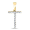 14k Yellow Gold Womens Round Diamond T Initial Letter Pendant 1/8 Cttw