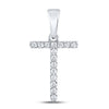 14k White Gold Womens Round Diamond T Initial Letter Pendant 1/8 Cttw