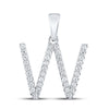 14k White Gold Womens Round Diamond W Initial Letter Pendant 1/4 Cttw