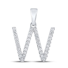  14k White Gold Womens Round Diamond W Initial Letter Pendant 1/4 Cttw