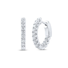  14k White Gold Womens Round Diamond Inside Outside Hoop Earrings 1 Cttw