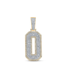  10k Two-tone Gold Mens Baguette Diamond Number 0 Charm Pendant 1-3/4 Cttw