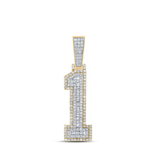  10k Two-tone Gold Mens Baguette Diamond Number 1 Charm Pendant 1 Cttw