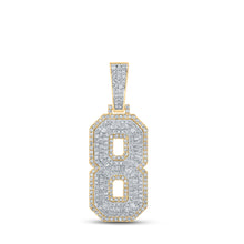  10k Two-tone Gold Mens Baguette Diamond Number 8 Charm Pendant 1-7/8 Cttw
