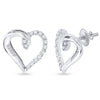10k White Gold Womens Round Diamond Heart Earrings 1/6 Cttw