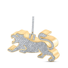  10k Yellow Gold Mens Baguette Diamond Lion Charm Pendant 3 Cttw