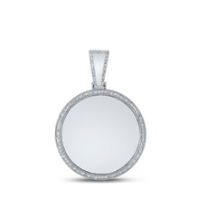  10k White Gold Mens Round Diamond Memory Circle Charm Pendant 5/8 Cttw