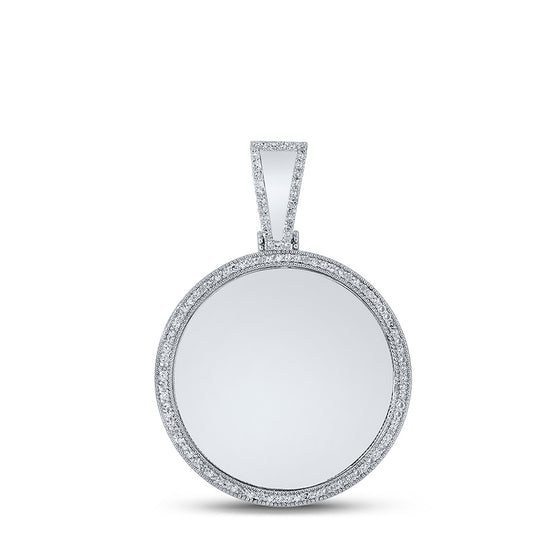 10k White Gold Mens Round Diamond Memory Circle Charm Pendant 5/8 Cttw