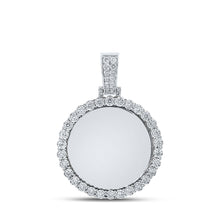  10k White Gold Mens Round Diamond Memory Circle Charm Pendant 3/4 Cttw