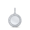 10k White Gold Mens Baguette Diamond Circle Memory Charm Pendant 1-1/2 Cttw