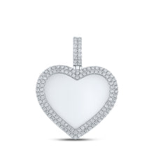  10k White Gold Mens Round Diamond Heart Memory Charm Pendant 2 Cttw