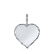  10k White Gold Mens Round Diamond Heart Charm Pendant 1/5 Cttw