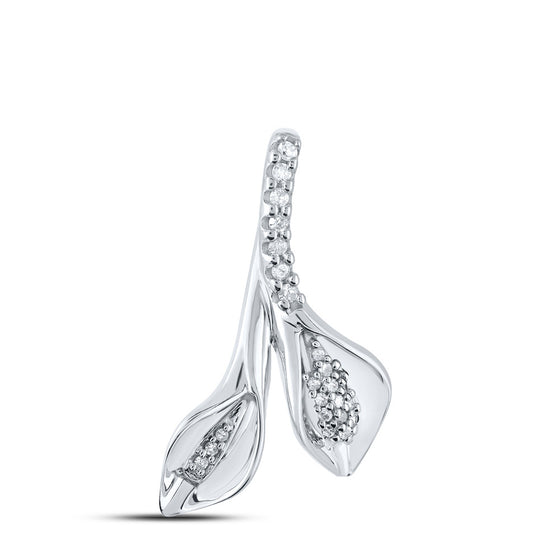 10k White Gold Womens Round Diamond Fashion Pendant 1/10 Cttw