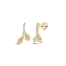  10k Yellow Gold Womens Round Diamond Fashion Earrings 1/10 Cttw