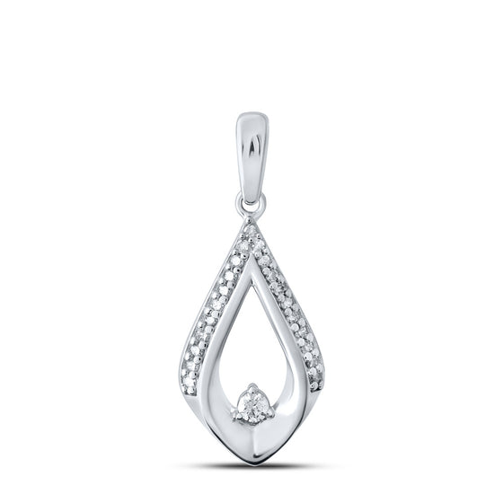 10k White Gold Womens Round Diamond Fashion Pendant 1/8 Cttw