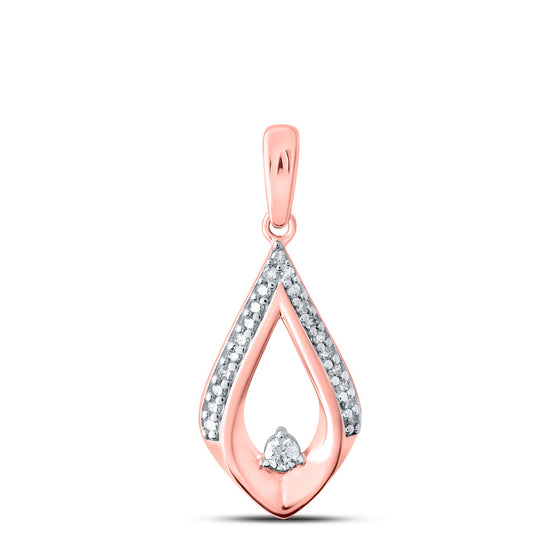 10k Rose Gold Womens Round Diamond Fashion Pendant 1/8 Cttw