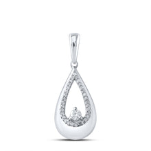  10k White Gold Womens Round Diamond Teardrop Pendant 1/10 Cttw
