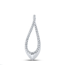  10k White Gold Womens Round Diamond Teardrop Pendant 1/8 Cttw