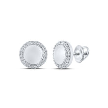  10k White Gold Womens Round Diamond Circle Earrings 1/10 Cttw