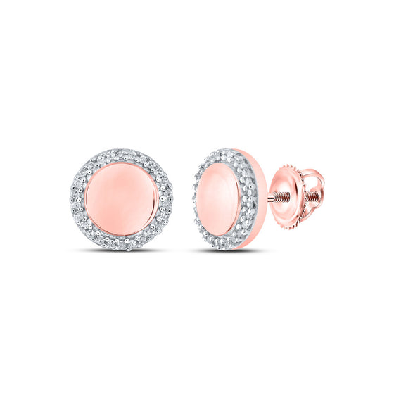 10k Rose Gold Womens Round Diamond Circle Earrings 1/10 Cttw