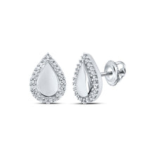  10k White Gold Womens Round Diamond Teardrop Earrings 1/8 Cttw
