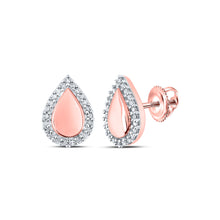  10k Rose Gold Womens Round Diamond Teardrop Earrings 1/8 Cttw