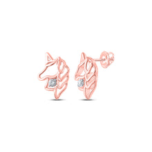  10k Rose Gold Womens Round Diamond Unicorn Earrings 1/20 Cttw