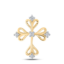  10k Yellow Gold Womens Round Diamond Cross Pendant 1/8 Cttw