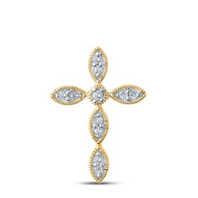  10k Yellow Gold Womens Round Diamond Cross Pendant 1/8 Cttw