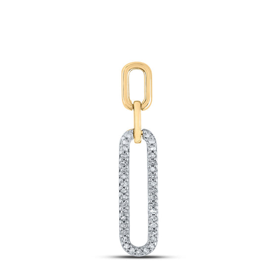 10k Yellow Gold Womens Round Diamond Oblong Fashion Pendant 1/8 Cttw