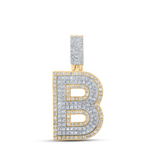  10k Two-tone Gold Mens Round Diamond B Initial Letter Pendant 1/2 Cttw