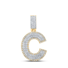  10k Two-tone Gold Mens Round Diamond C Initial Letter Pendant 1/2 Cttw