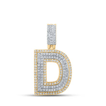  10k Two-tone Gold Mens Round Diamond D Initial Letter Pendant 1/2 Cttw