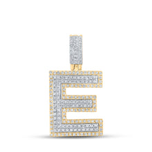  10k Two-tone Gold Mens Round Diamond E Initial Letter Pendant 5/8 Cttw