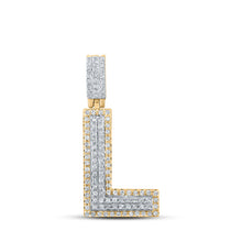  10k Two-tone Gold Mens Round Diamond L Initial Letter Pendant 1/3 Cttw