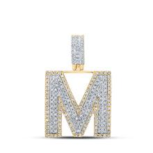  10k Two-tone Gold Mens Round Diamond M Initial Letter Pendant 5/8 Cttw
