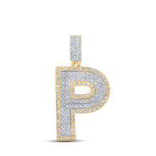  10k Two-tone Gold Mens Round Diamond P Initial Letter Pendant 1/2 Cttw