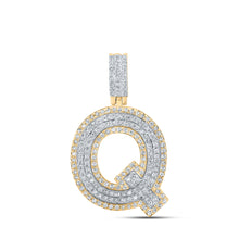  10k Two-tone Gold Mens Round Diamond Q Initial Letter Pendant 5/8 Cttw