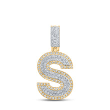  10k Two-tone Gold Mens Round Diamond S Initial Letter Pendant 1/2 Cttw