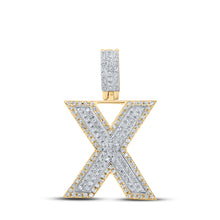  10k Two-tone Gold Mens Round Diamond X Initial Letter Pendant 1/2 Cttw