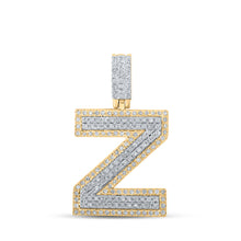 10k Two-tone Gold Mens Round Diamond Z Initial Letter Pendant 1/2 Cttw