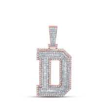  10k Two-tone Gold Mens Baguette Diamond D Initial Letter Charm Pendant 2-1/3 Cttw