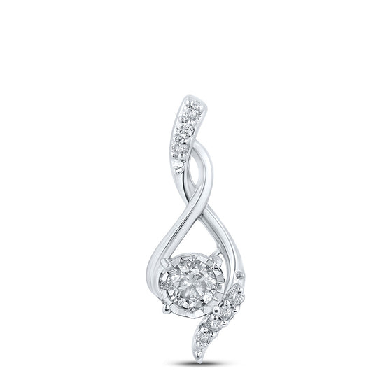 10k White Gold Womens Round Diamond Fashion Pendant 1/5 Cttw