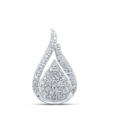  10k White Gold Womens Round Diamond Teardrop Pendant 1/5 Cttw